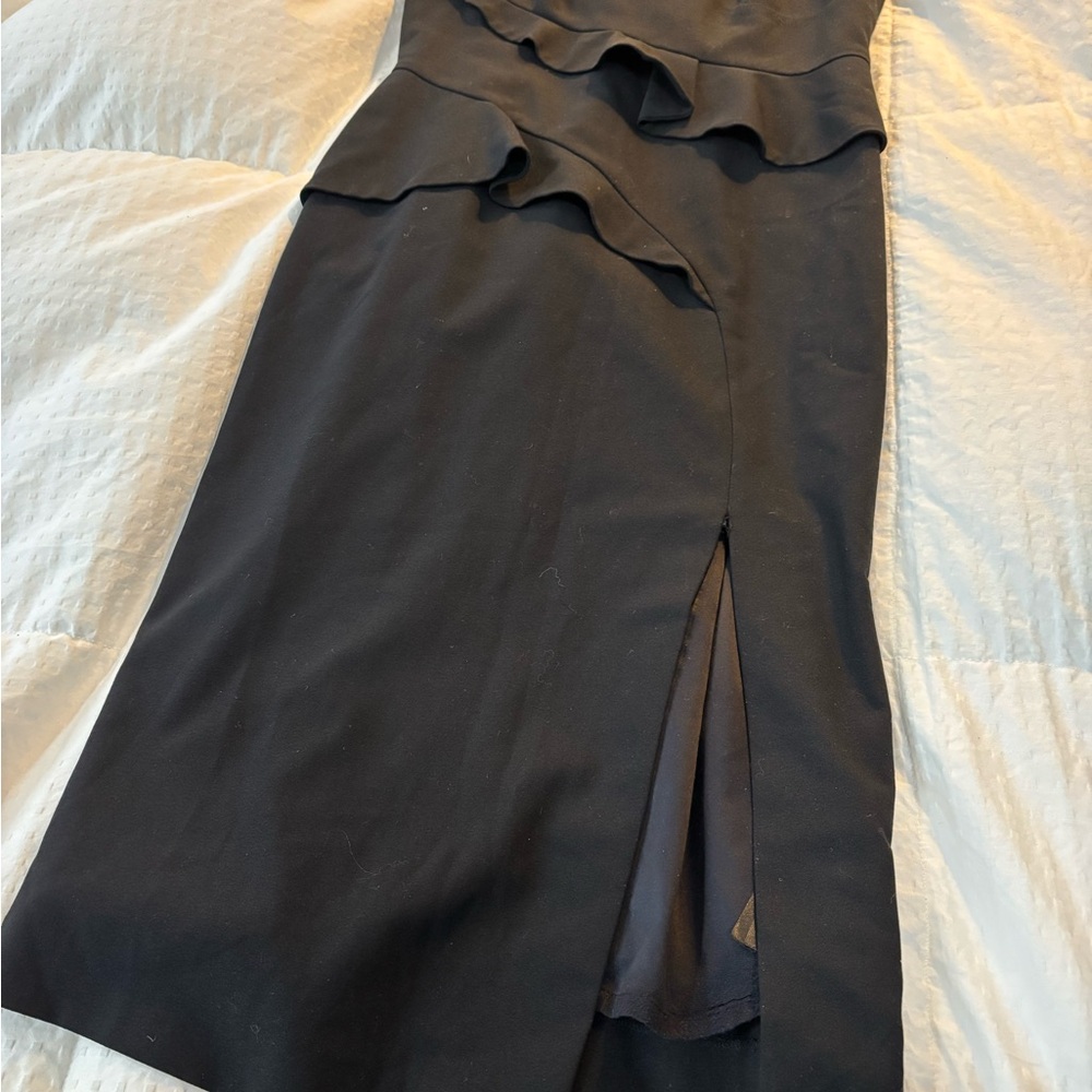 Marciano Black Ruffle Midi Dress Size 8 - Picture 5 of 10